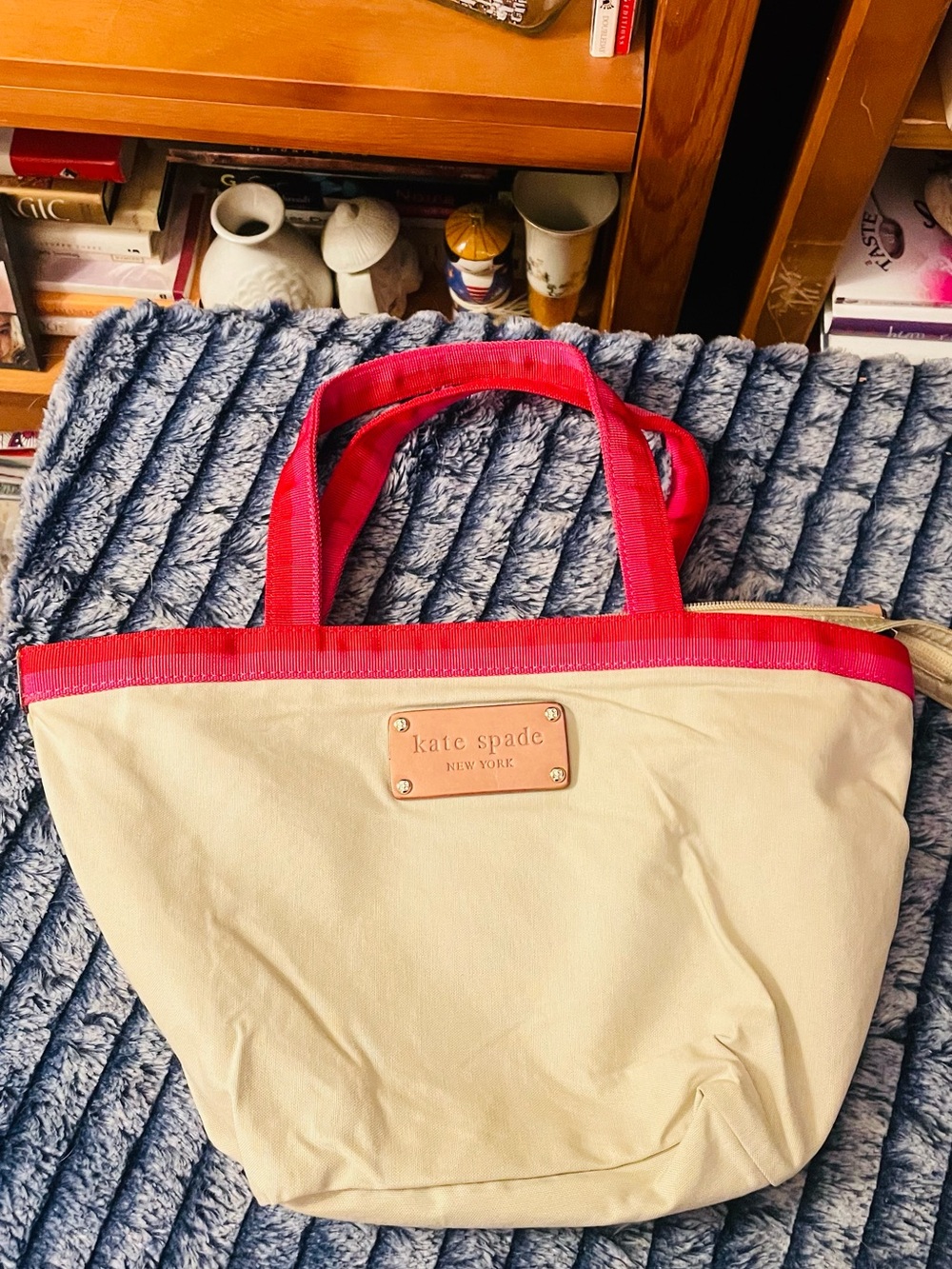 kate spade Cream Tote with Pink Trim and Handles